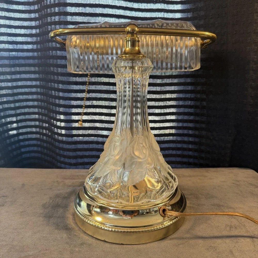 Anne Hutte Bleikristall Lead Crystal Bankers Desk Lamp - Working Rare Vintage